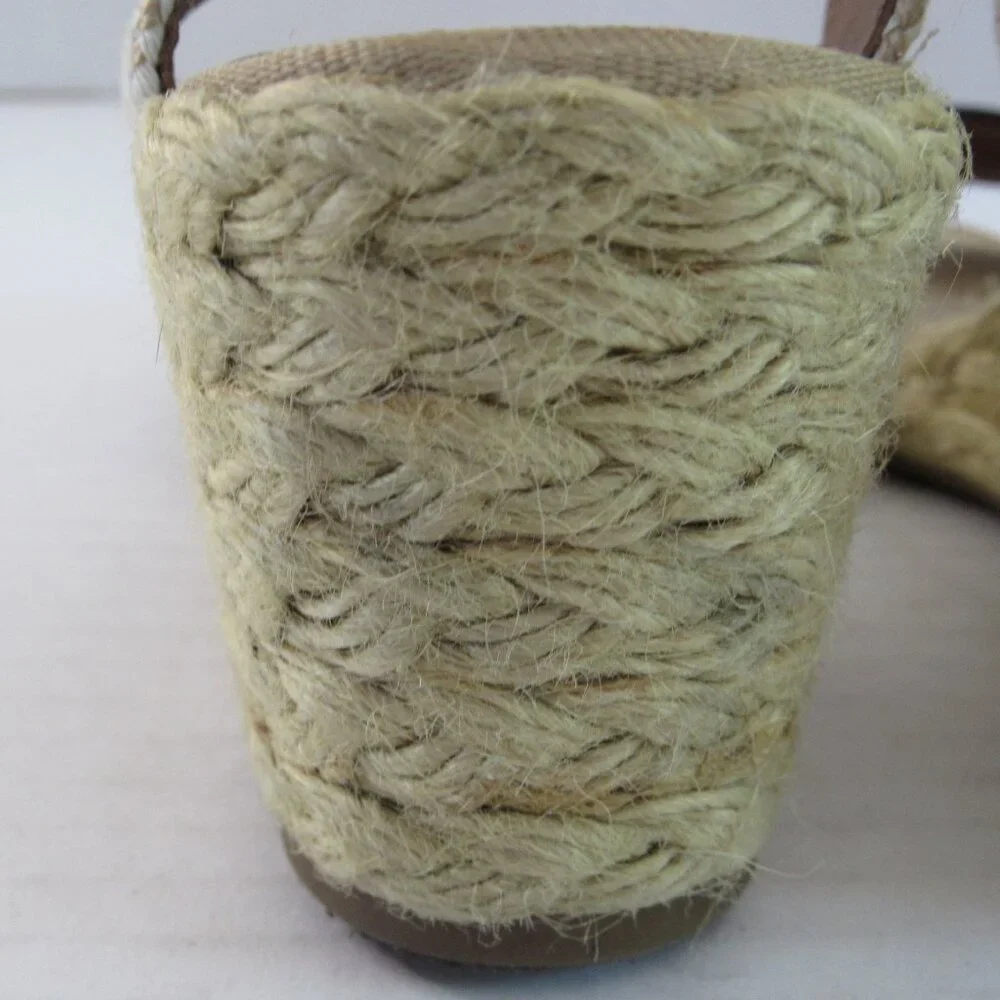 Lucky Brand Espadrille Wedge Sandals Black Tan & White Size 6M